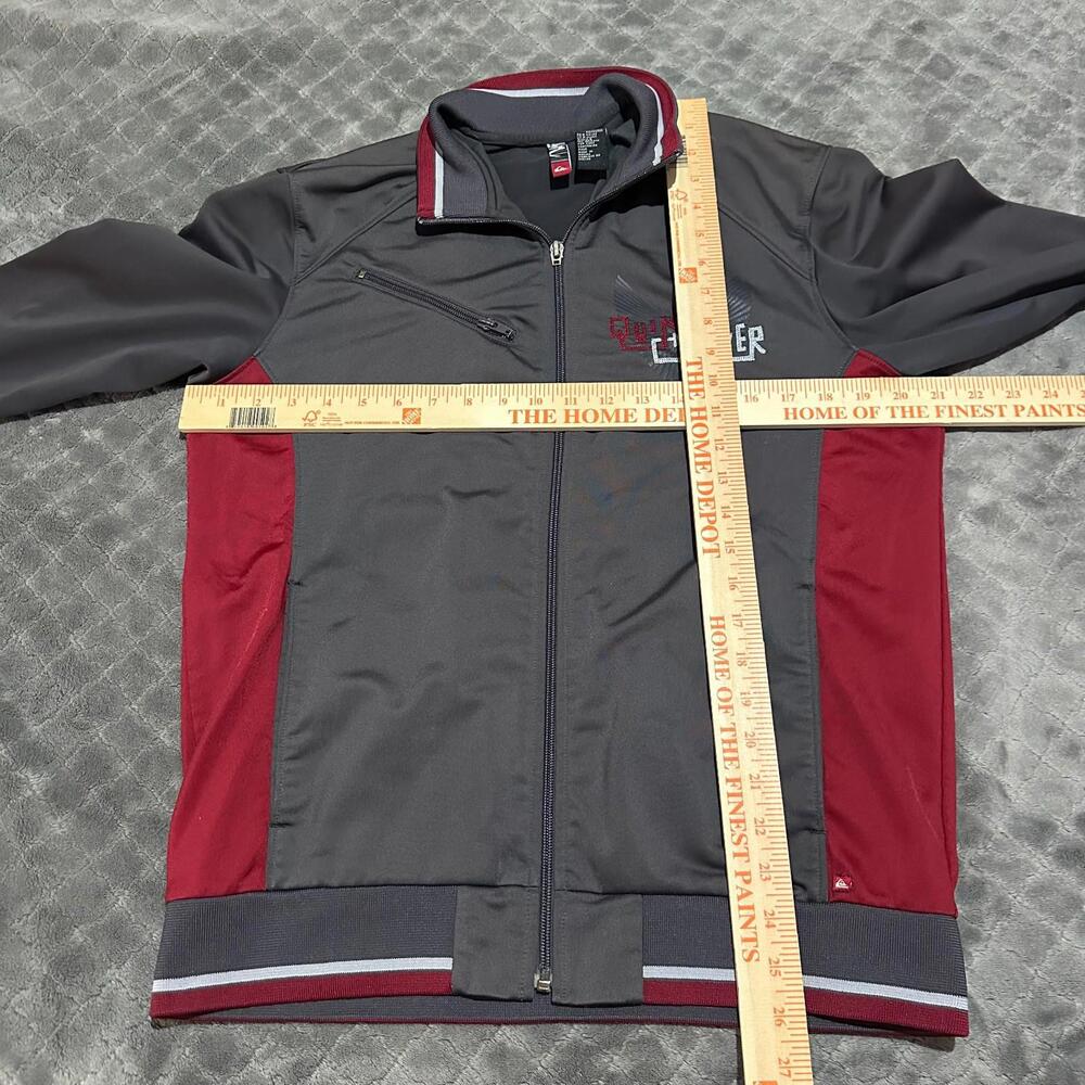 Y2K Quiksilver Track Jacket Men M Medium Gray Red Full Zip Surf Skate Vintage - Picture 5 of 8